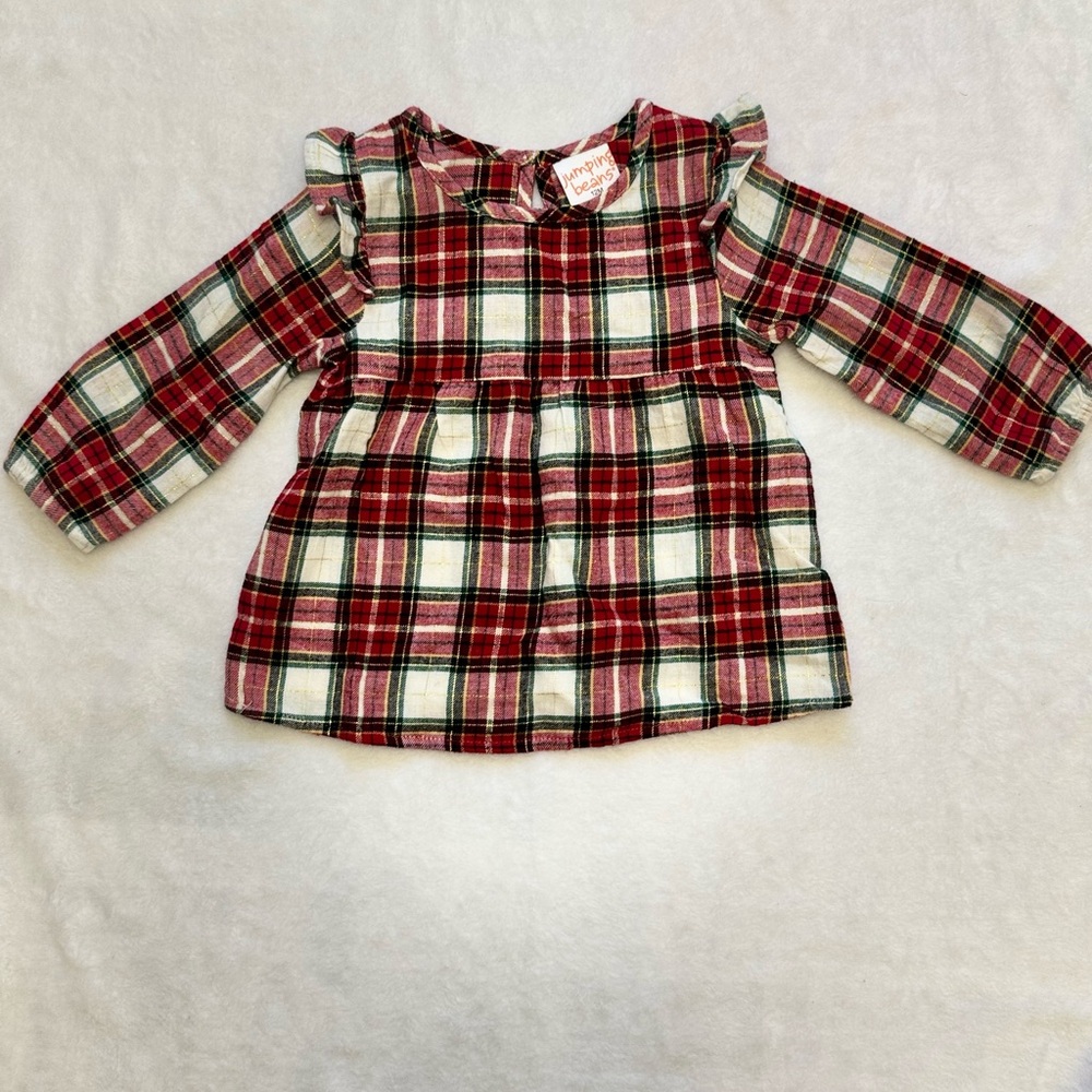 Jumping Beans NWOT Red and Green Plaid Baby Girl Dress 12months